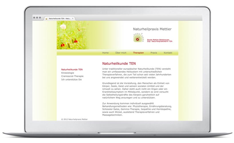 Website Naturheilpraxis Mettier Therapien